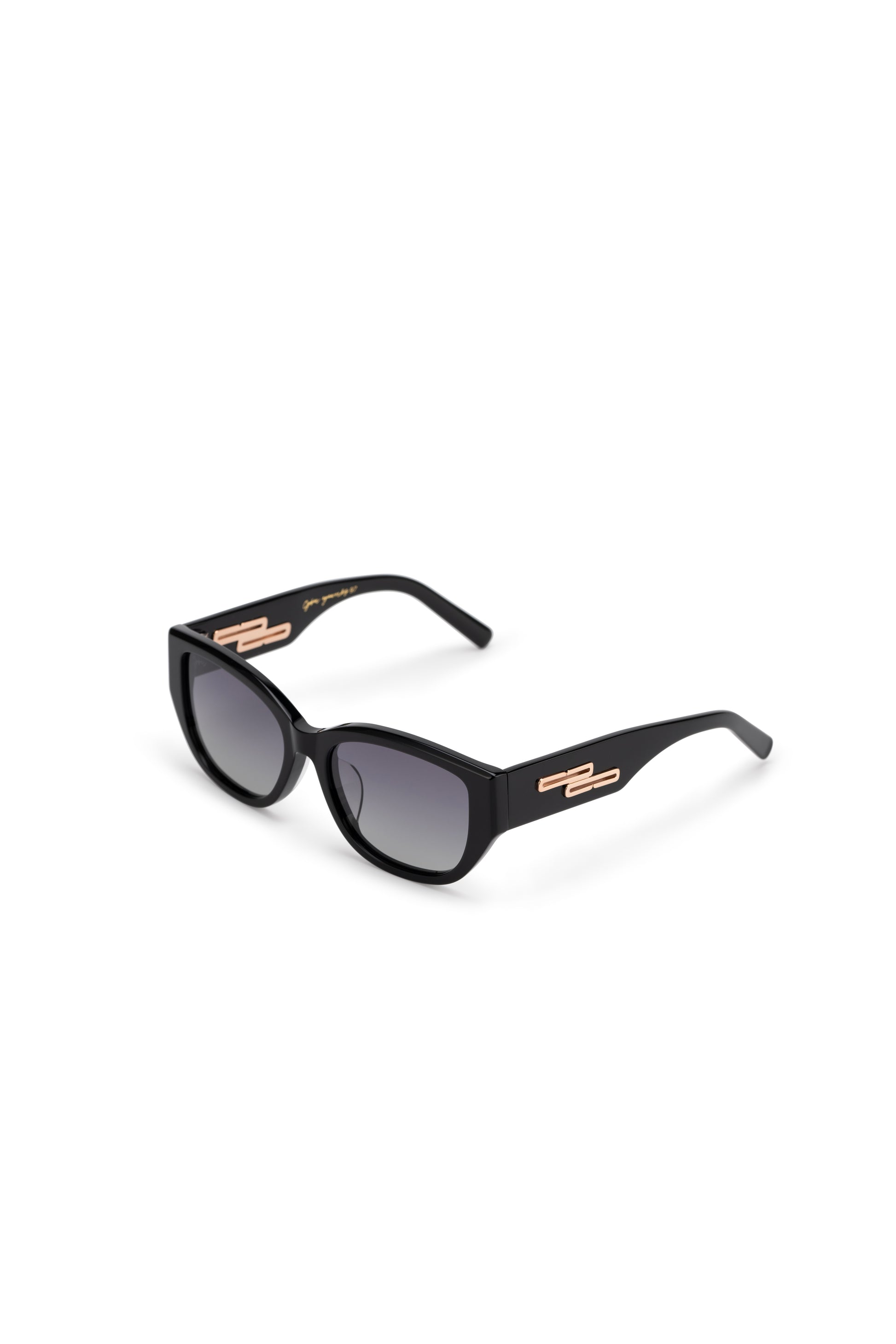 Women with hijab in stylish asian fitting sunglasses. A pair of square-shaped, Cat-eye sunglasses with a full plastic frame.Womens Asian fitting Sunglasses. Stacy in Black - Gradient Lens
