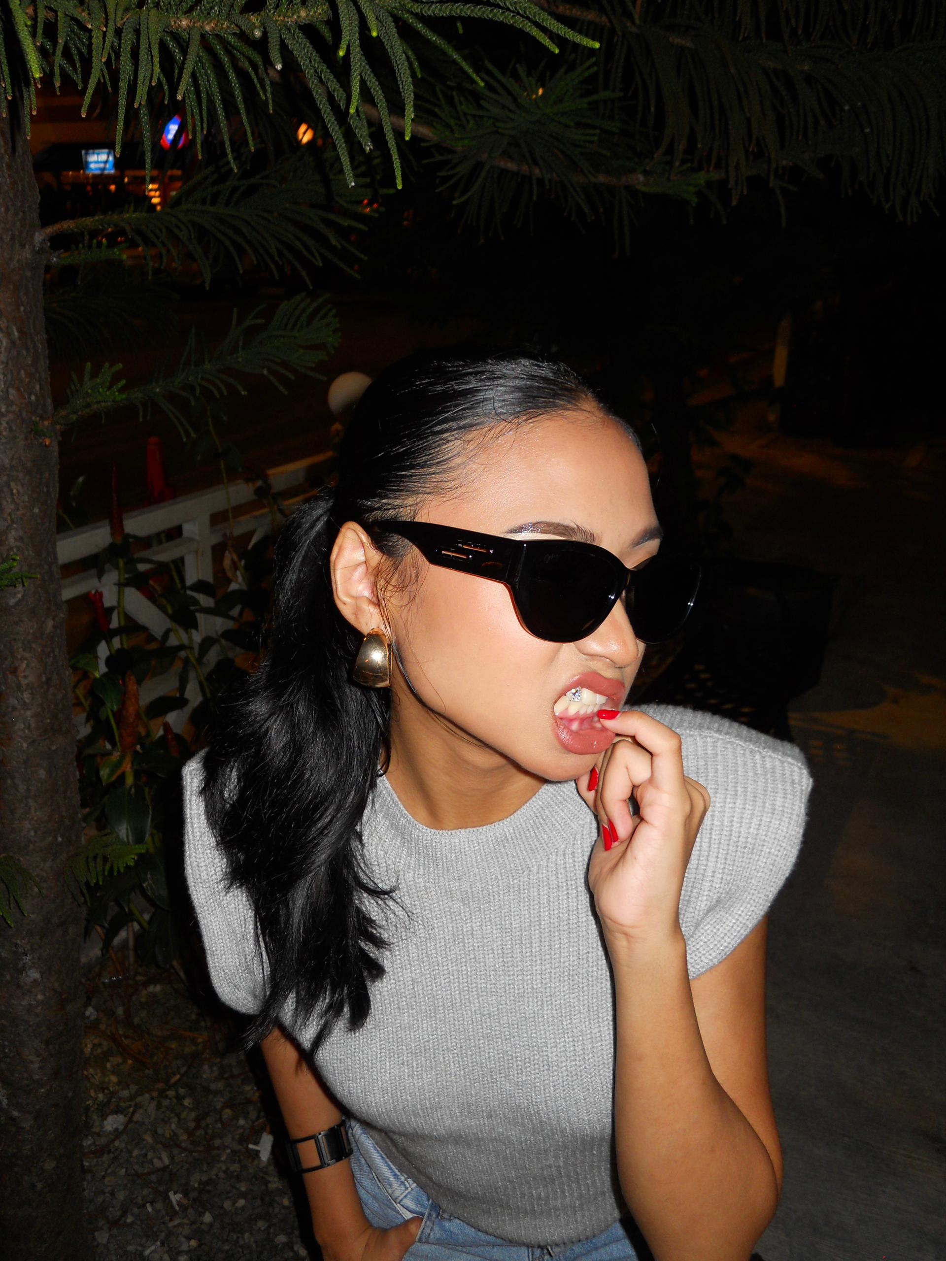 Women with hijab in stylish asian fitting sunglasses. A pair of square-shaped, Cat-eye sunglasses with a full plastic frame.Womens Asian fitting Sunglasses. Stacy in Black - Black Lens 