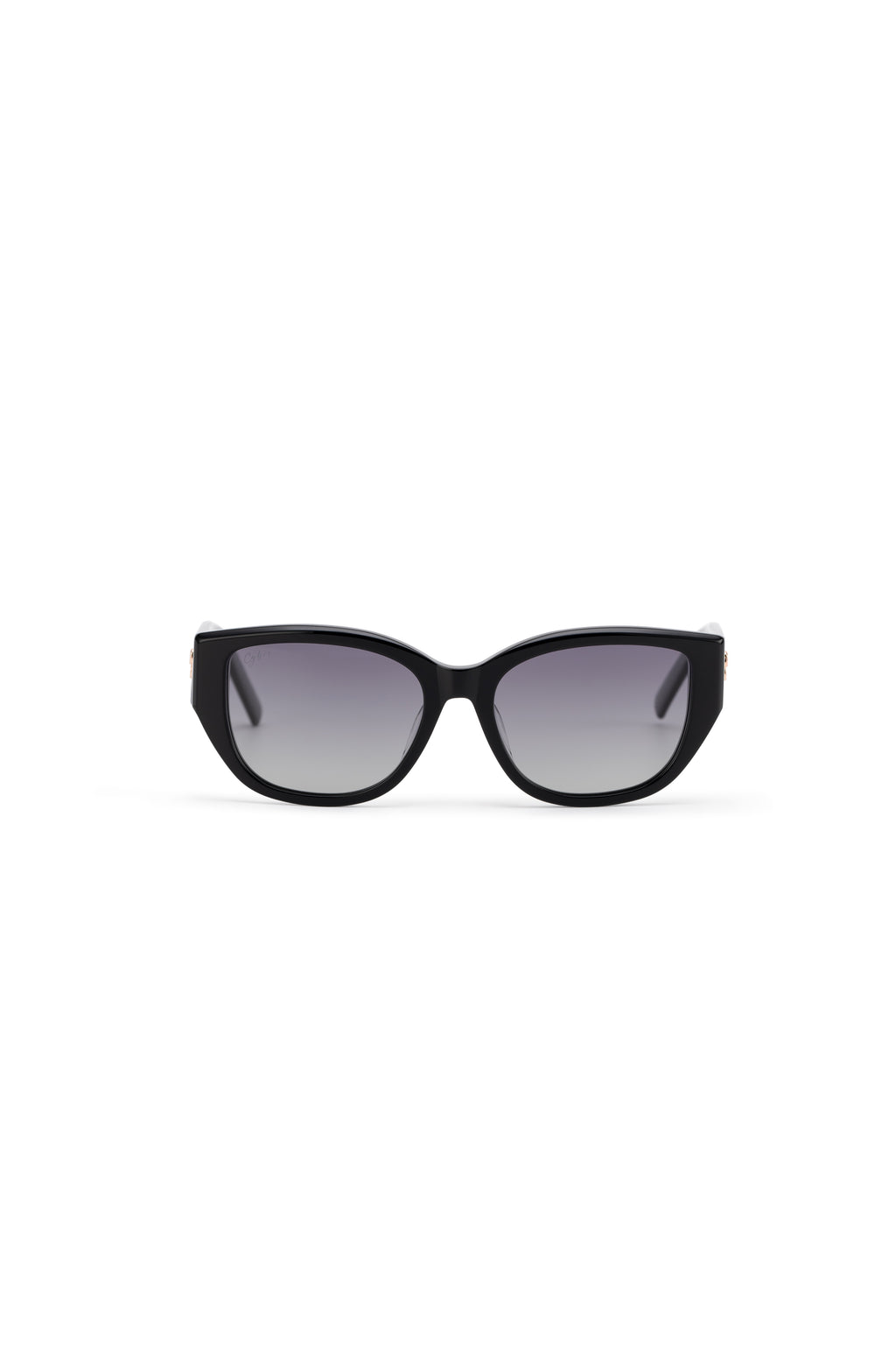 Women with hijab in stylish asian fitting sunglasses. A pair of square-shaped, Cat-eye sunglasses with a full plastic frame.Womens Asian fitting Sunglasses. Stacy in Black - Gradient Lens 
