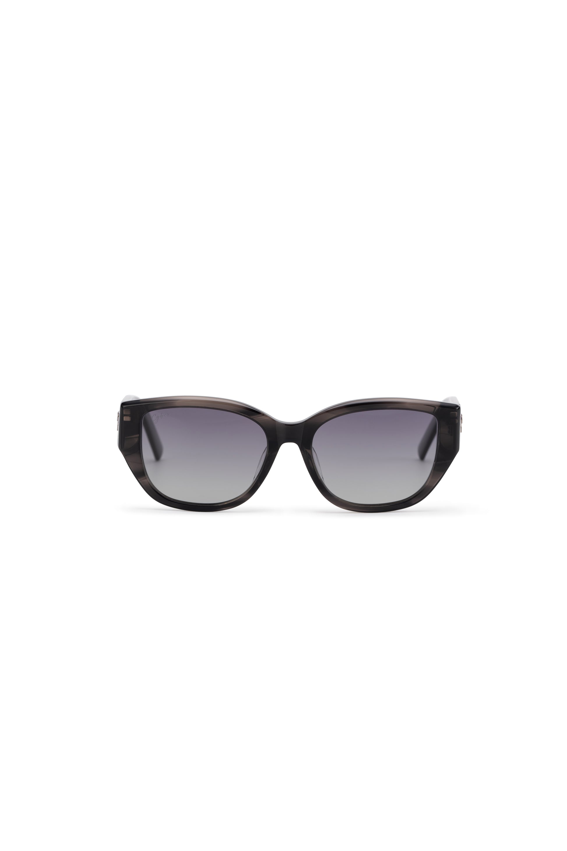 Women with hijab in stylish asian fitting sunglasses. A pair of square-shaped, Cat-eye sunglasses with a full plastic frame.Womens Asian fitting Sunglasses. Stacy in Marble Grey - Gradient Lens 
