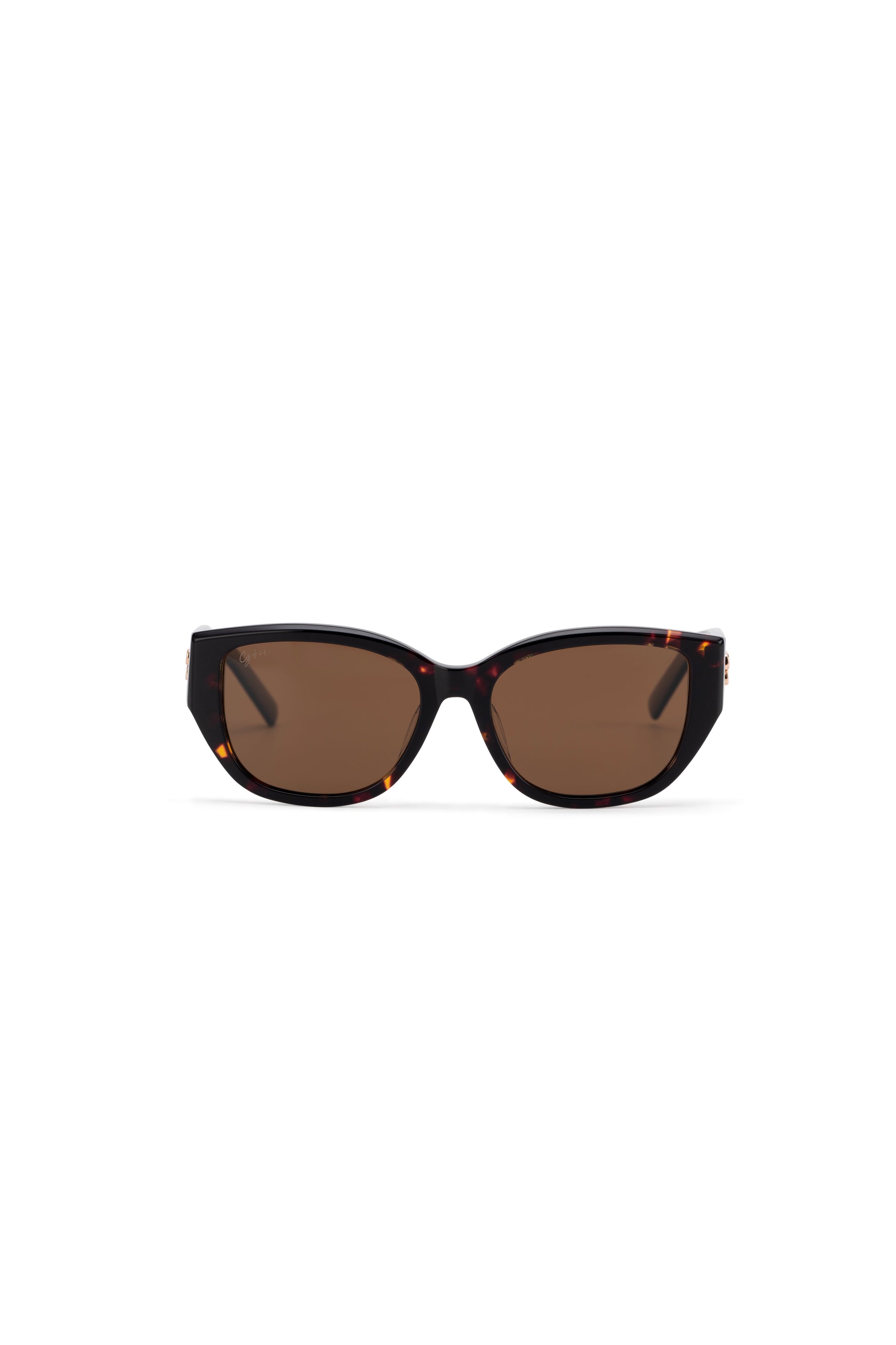 Women with hijab in stylish asian fitting sunglasses. A pair of square-shaped, Cat-eye sunglasses with a full plastic frame.Womens Asian fitting Sunglasses. Stacy in Tortoise - Brown Lens 